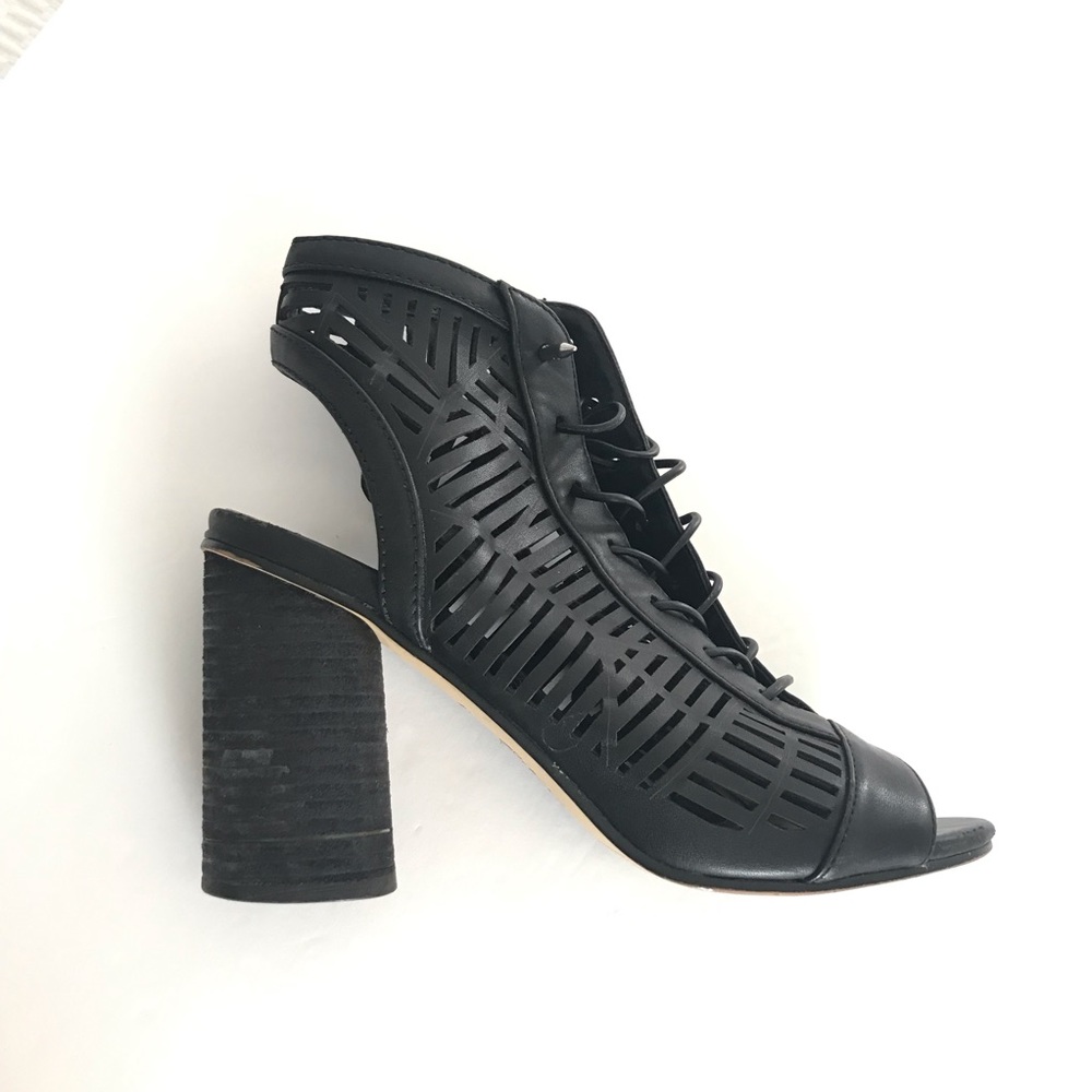 SAM EDELMAN | Lace-up Black Leather Heels (7.5)